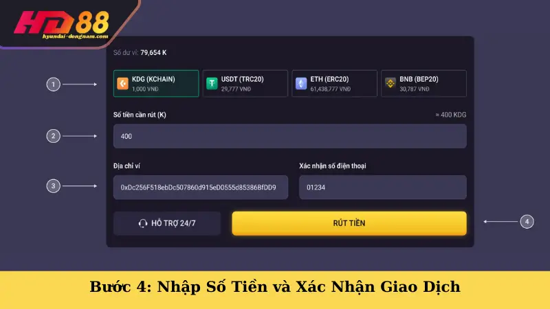 Bước 4: Nhập Số Tiền và Xác Nhận Giao Dịch