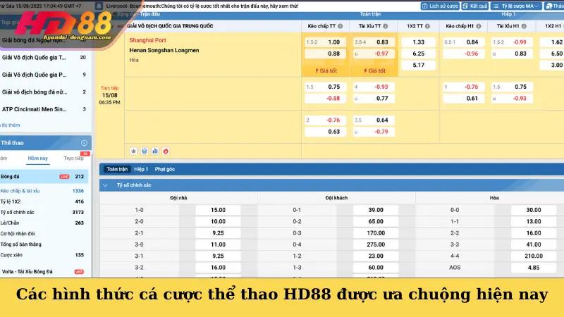 Các hình thức cá cược thể thao HD88 được ưa chuộng hiện nay
