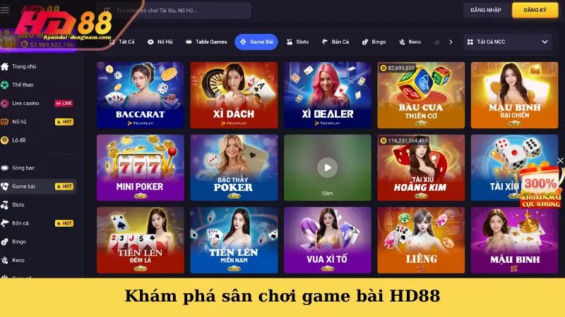 Khám phá sân chơi game bài HD88