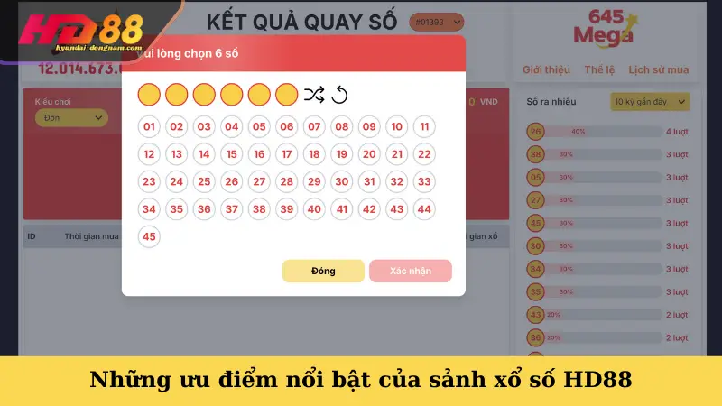 Những ưu điểm nổi bật của sảnh xổ số HD88