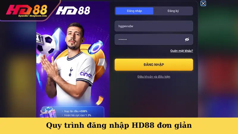 Quy trình đăng nhập HD88 đơn giản